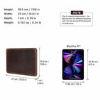 Hand-stitched full-grain leather sleeve for iPad Pro