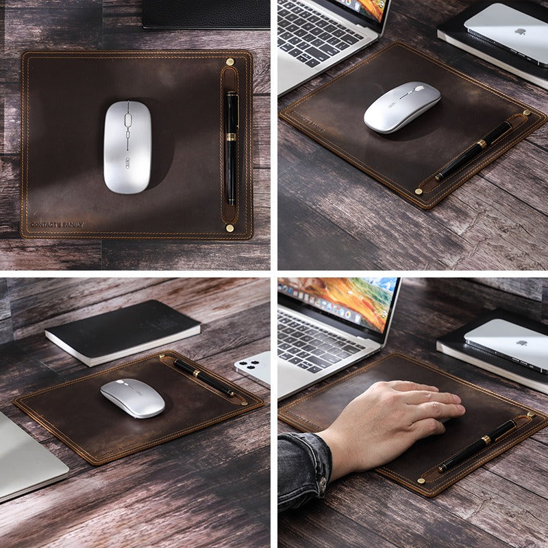 Alderman leather mouse pad with pen slot