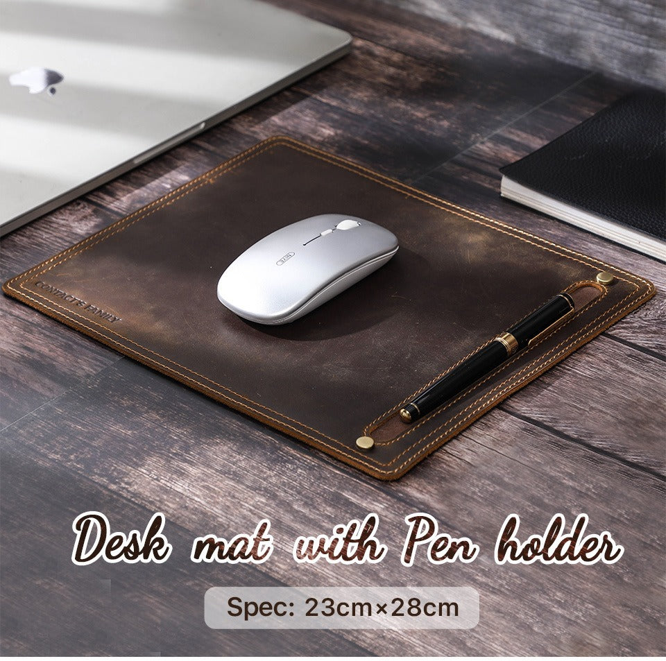 Alderman leather mouse pad with pen slot