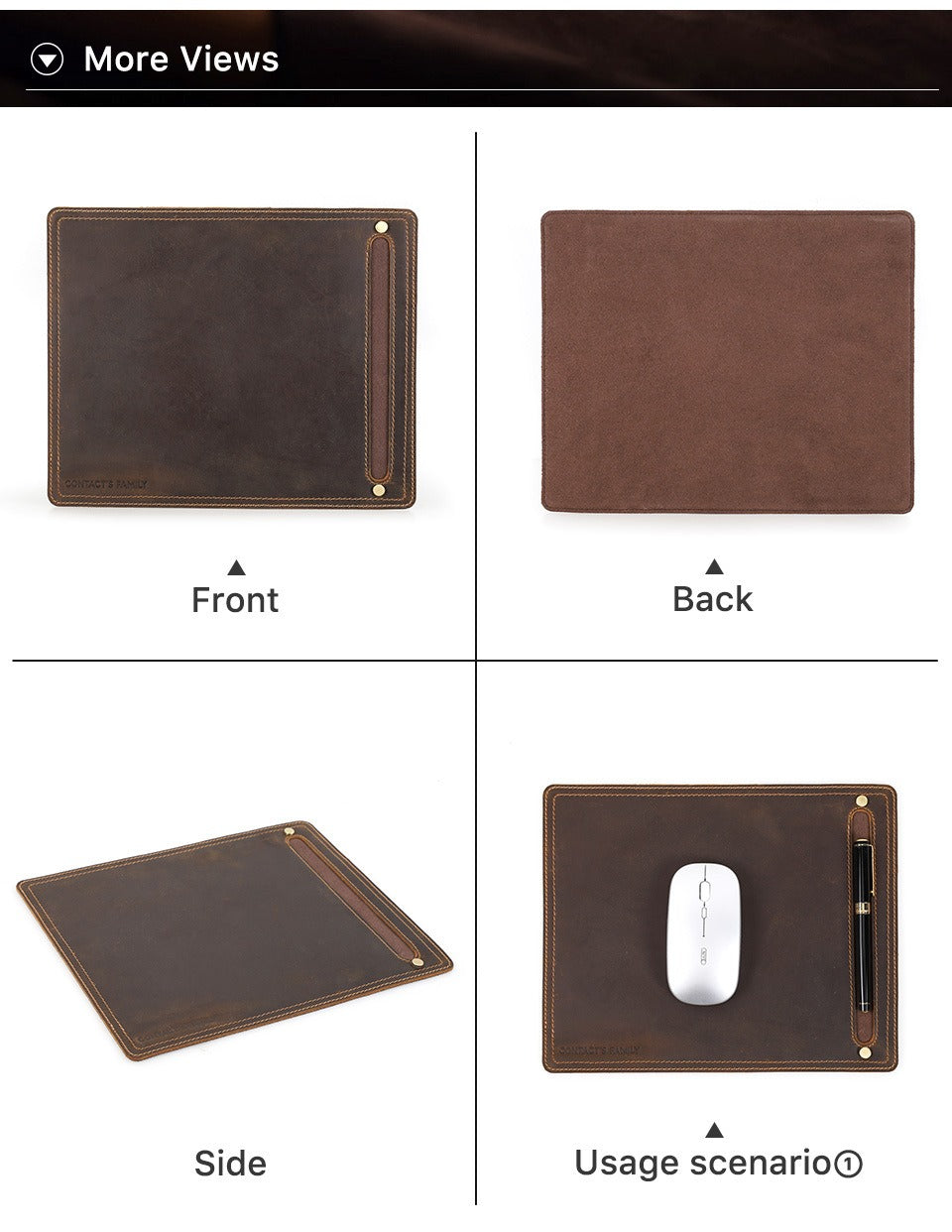Alderman leather mouse pad with pen slot