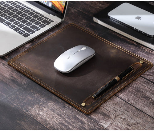 Alderman leather mouse pad with pen slot
