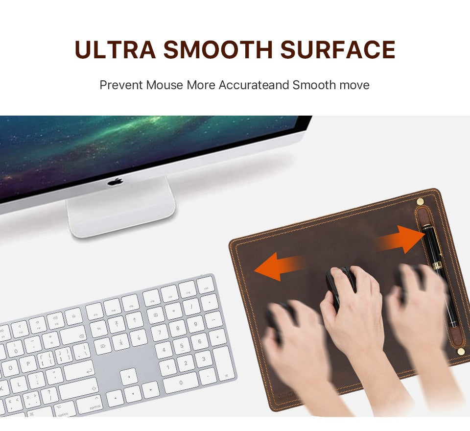 Alderman leather mouse pad with pen slot