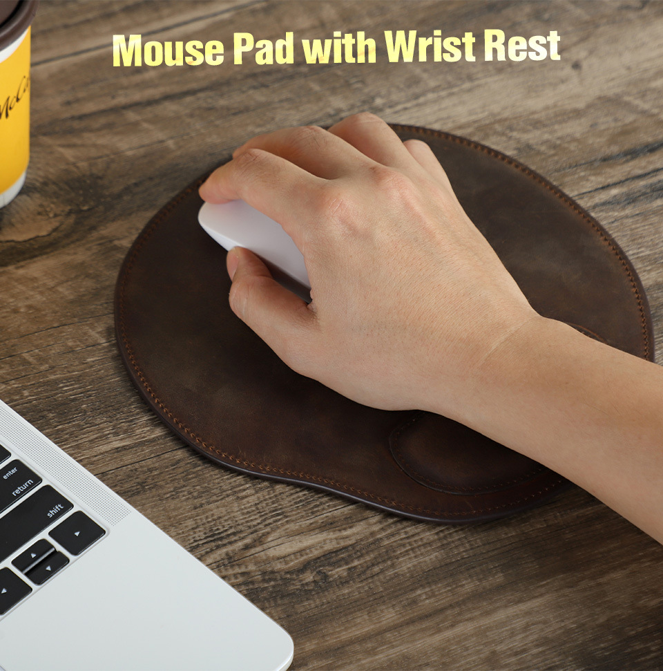 Counselor leather mouse pad with wrist rest