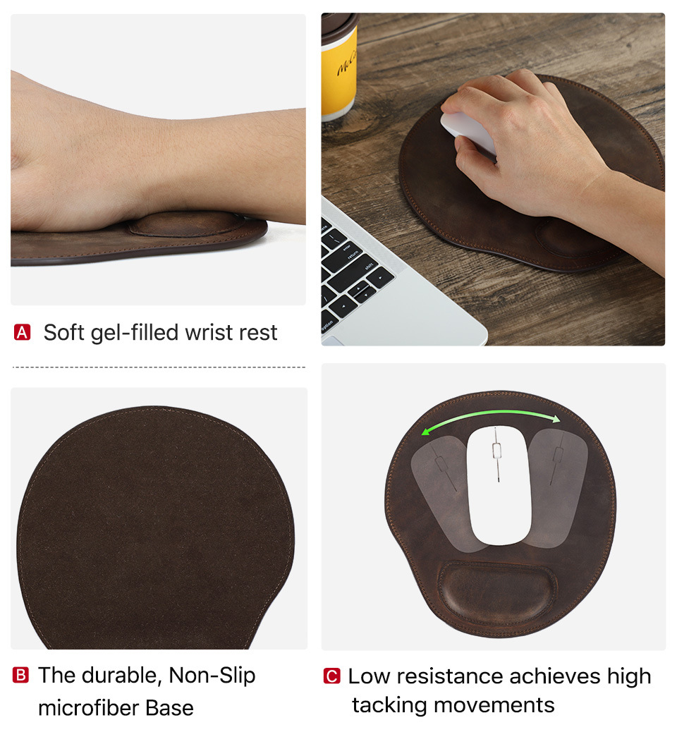 Counselor leather mouse pad with wrist rest