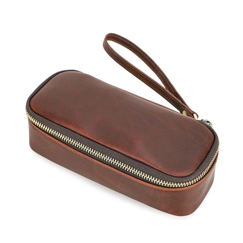 Relic leather pipe case with strap