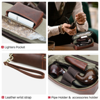 Relic leather pipe case with strap