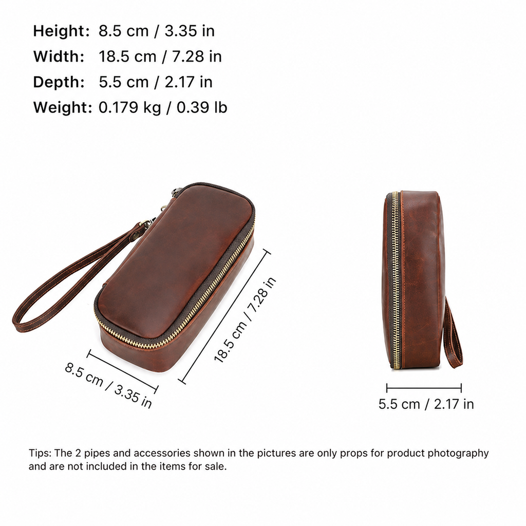 Relic leather pipe case with strap