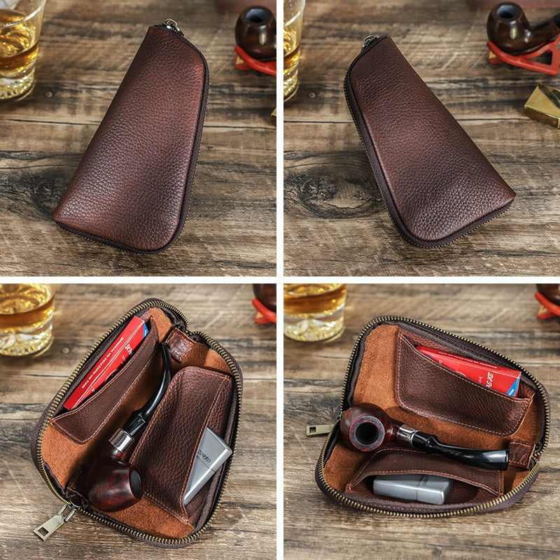 Briar leather pipe pouch