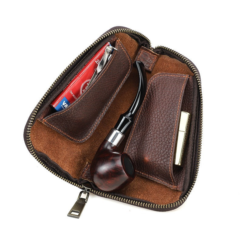Briar leather pipe pouch