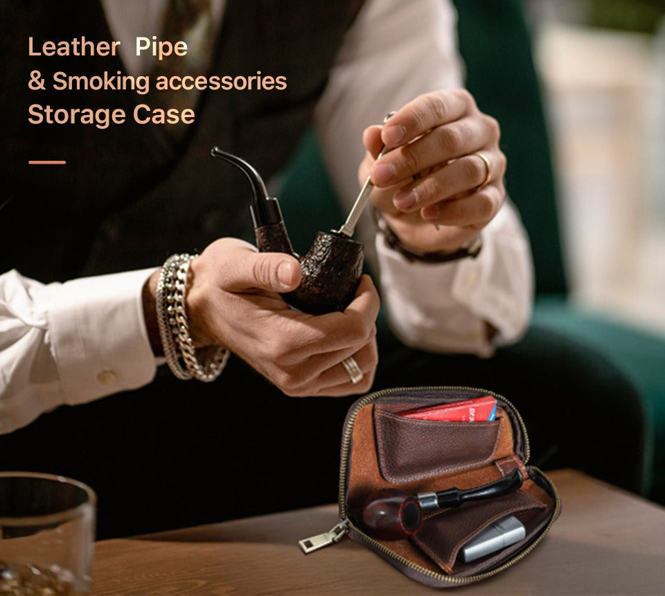 Briar leather pipe pouch