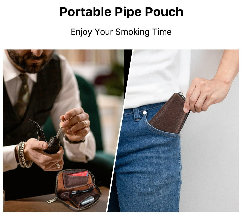 Briar leather pipe pouch