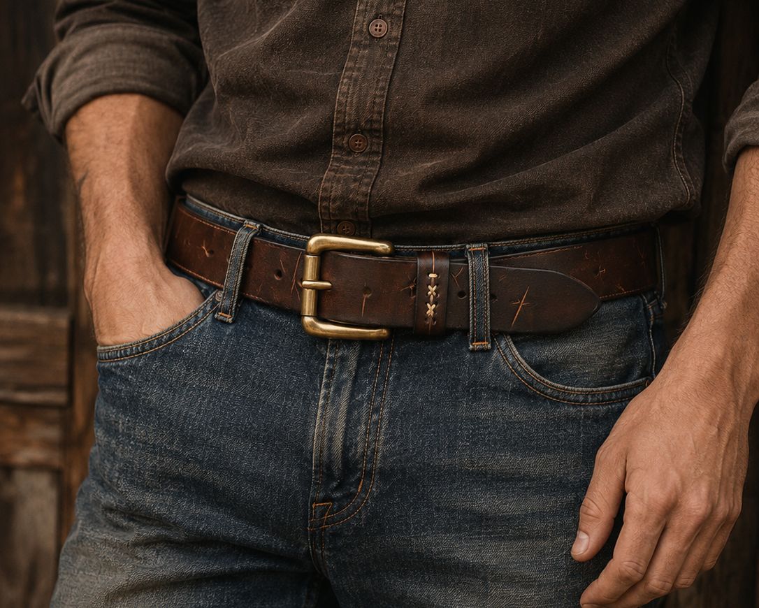 Dark Brown The Foreman men's leather belt