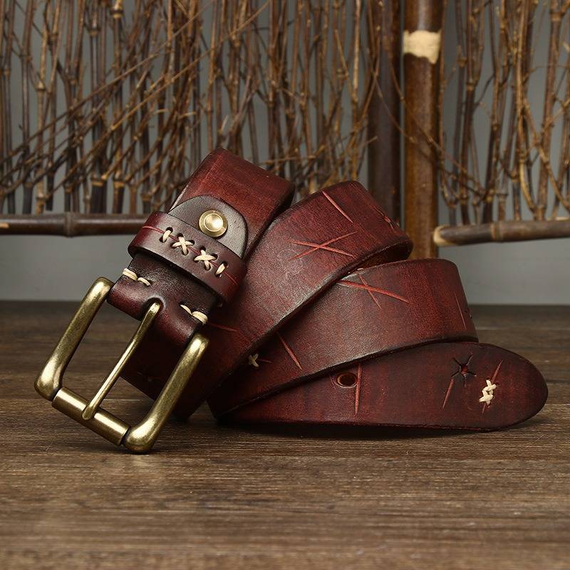 Red Brown The Foreman men's leather belt