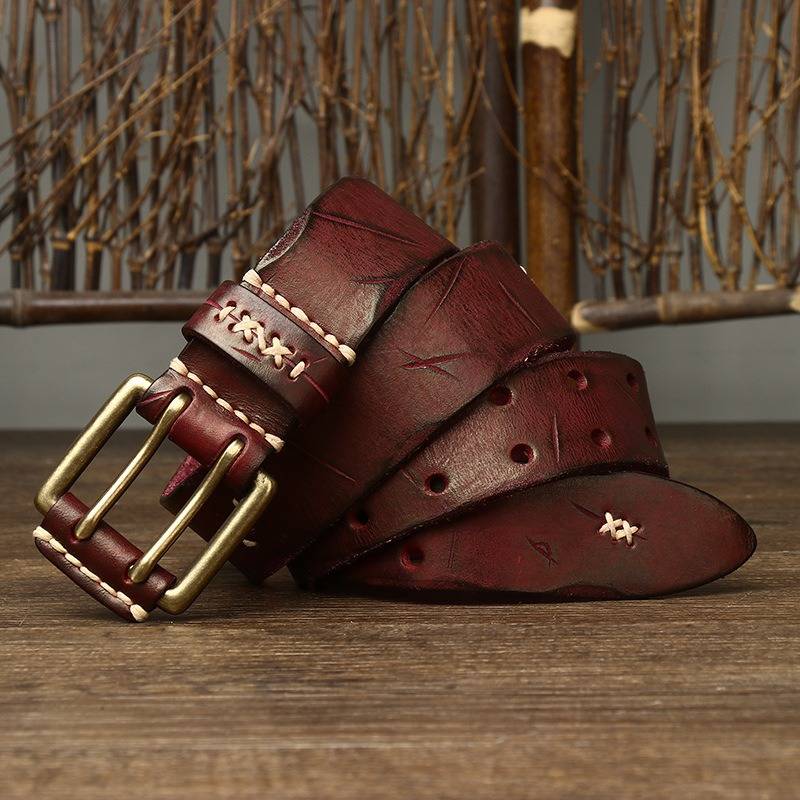 Red The Wrangler men's leather belt