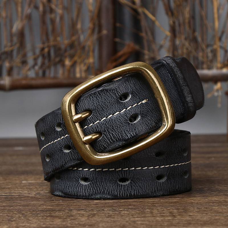 Black The Drover men's leather belt