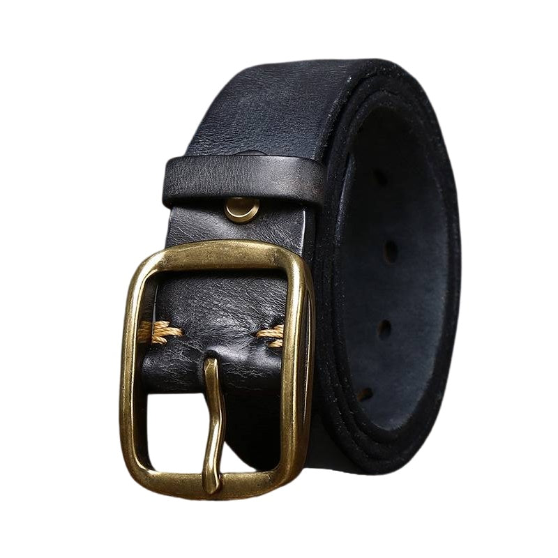 Black The Pioneer men's leather belt
