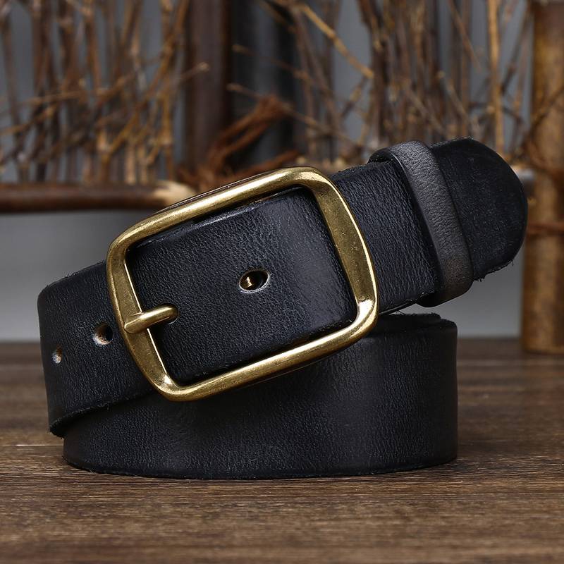 Black The Pioneer men's leather belt