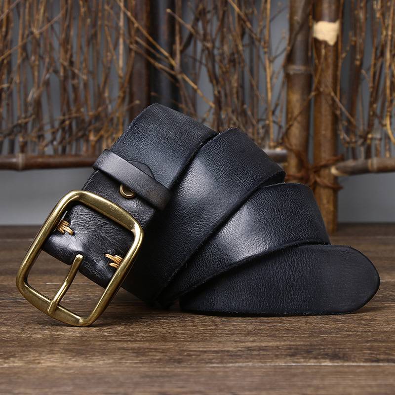 Black The Pioneer men's leather belt