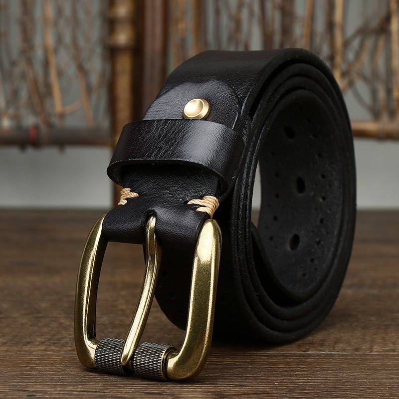 Black The Renegade men's leather belt