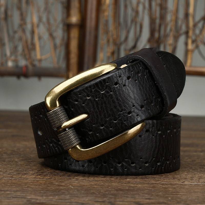 Black The Renegade men's leather belt