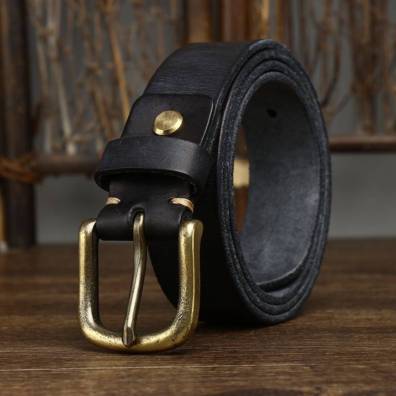 Black The Settler men's leather belt