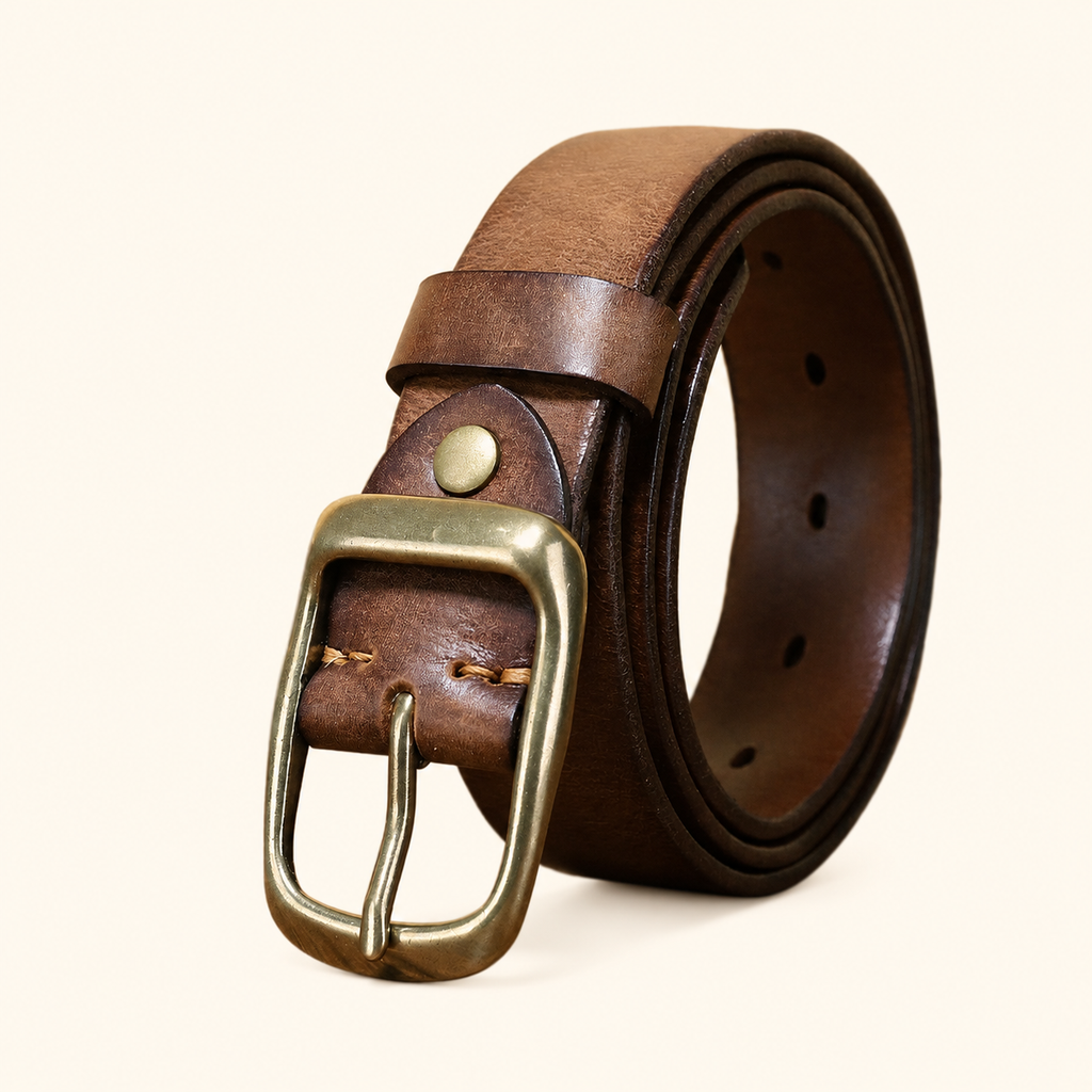 Brown The Broker men's leather belt