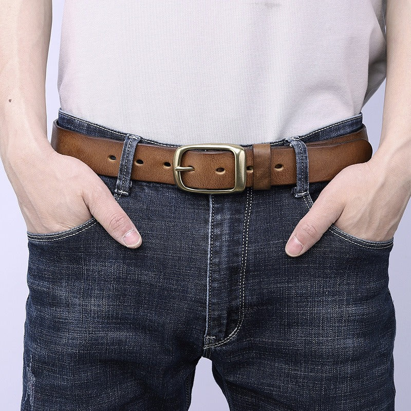 Brown The Broker men's leather belt