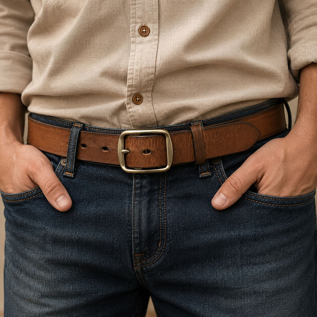 Brown The Blacksmith men's leather belt