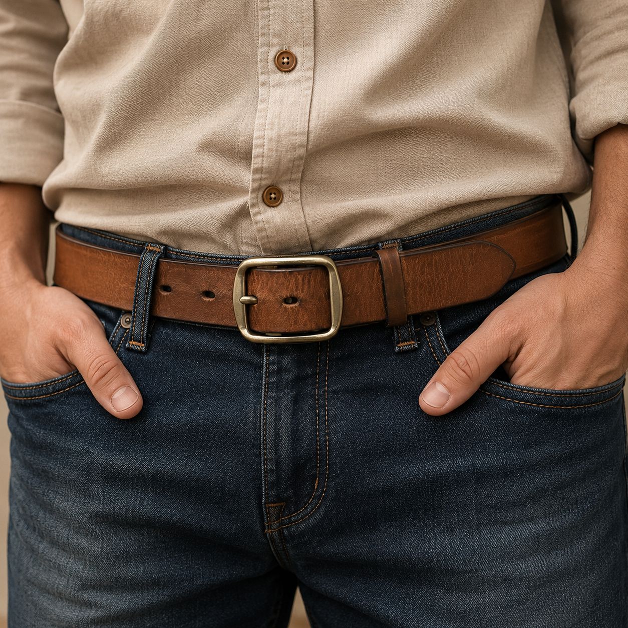 Brown The Blacksmith men's leather belt