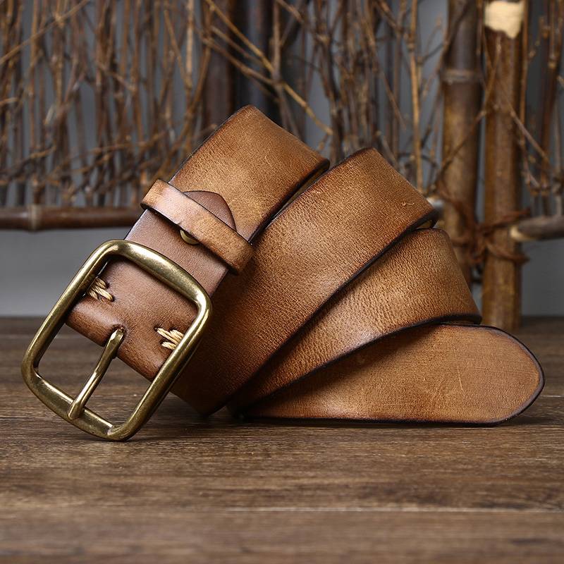 Brown The Pioneer men's leather belt