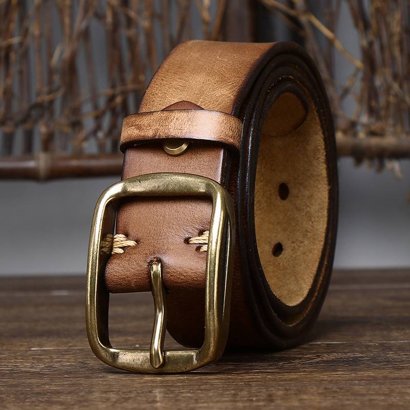 Brown The Pioneer men's leather belt