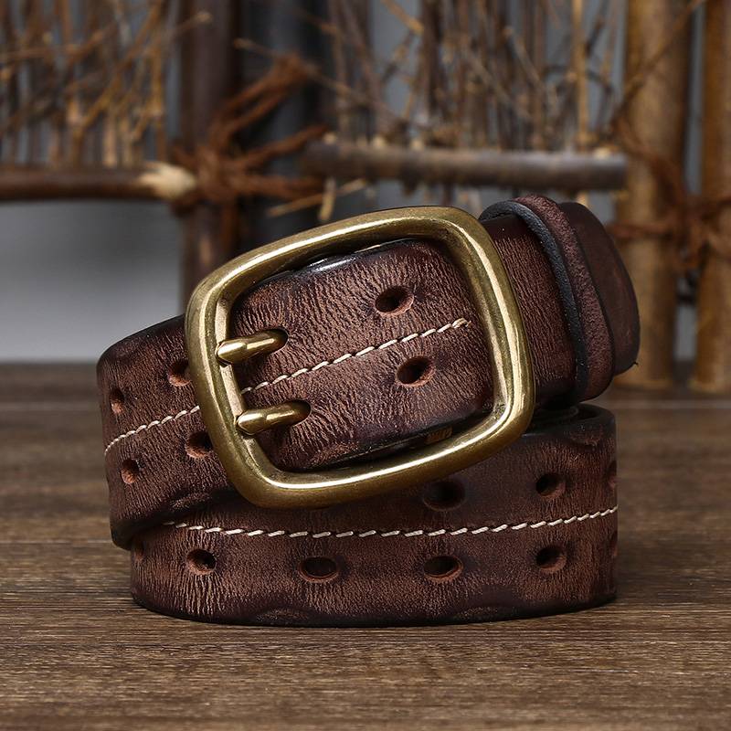 Dark Brown The Drover men's leather belt