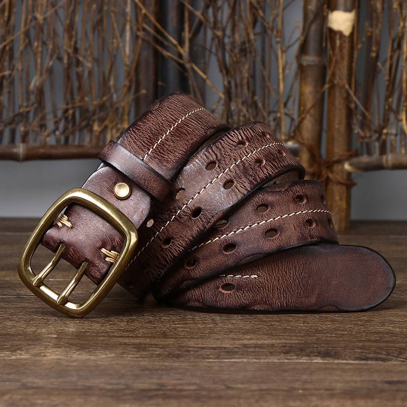 Dark Brown The Drover men's leather belt