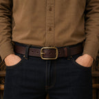 Dark Brown The Pioneer men's leather belt
