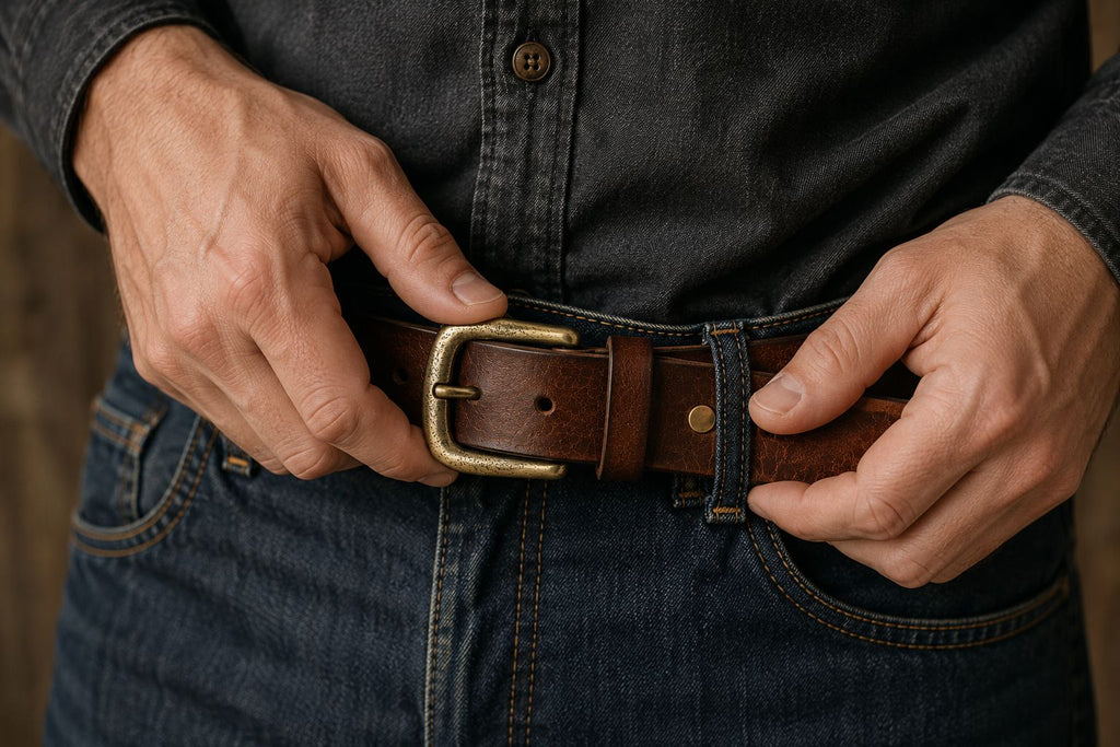 Dark Brown The Settler men's leather belt