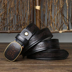 Black men's belt, scrollwork detail