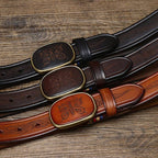 Dark brown men's belt, full length