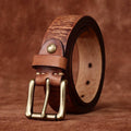 Brown men's jeans leather belt — studio shot