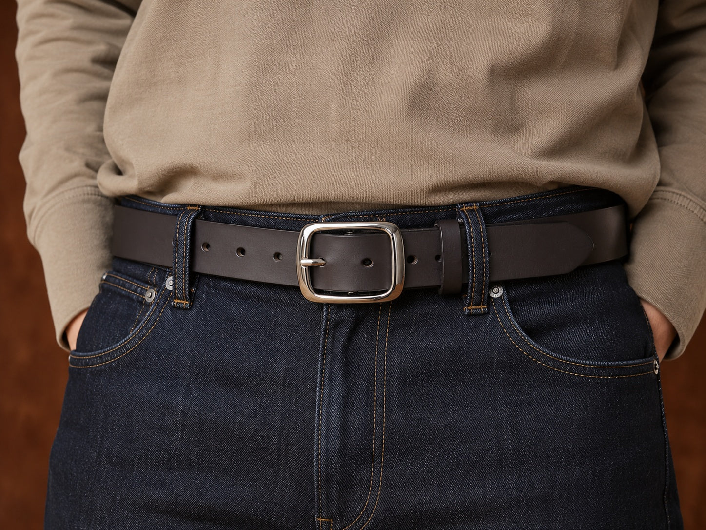 Black The Merchant men's leather belt