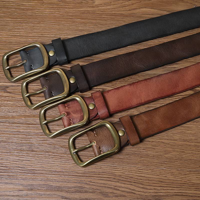 The Drifter men's jeans belt, all four color options shown together