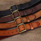 Brown men's jeans leather belt — coiled belt