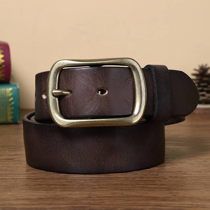 Dark brown men's jeans belt