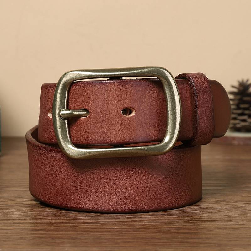 Red brown men's jeans belt