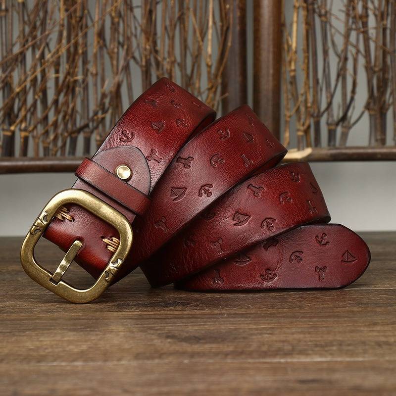 Red The Artisan men's leather belt