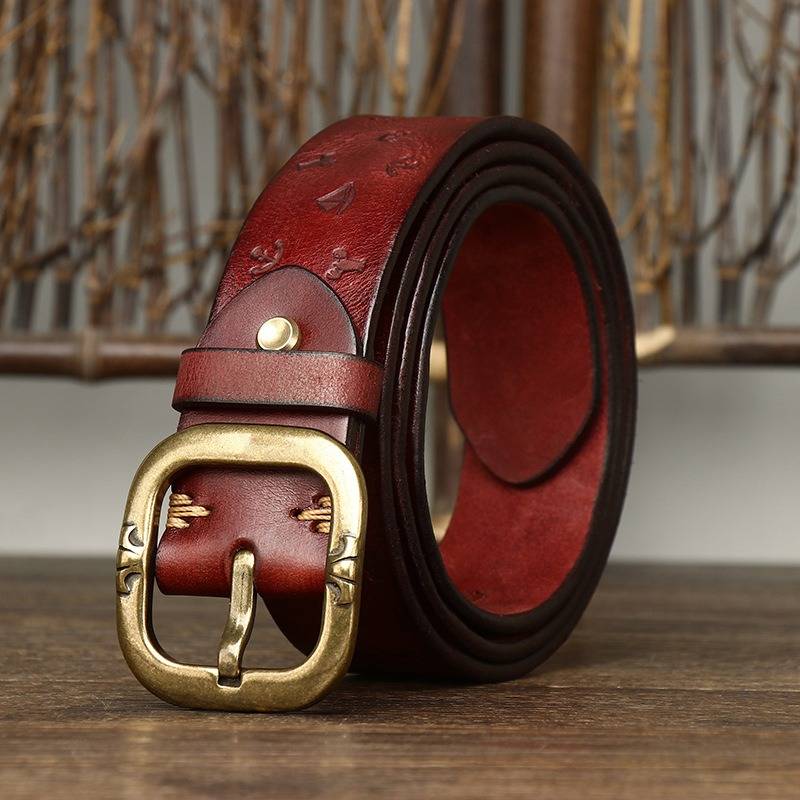 Red The Artisan men's leather belt