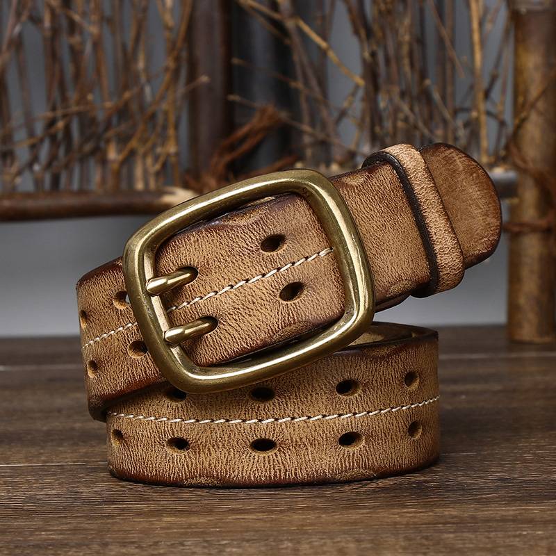 Khaki The Drover men's leather belt