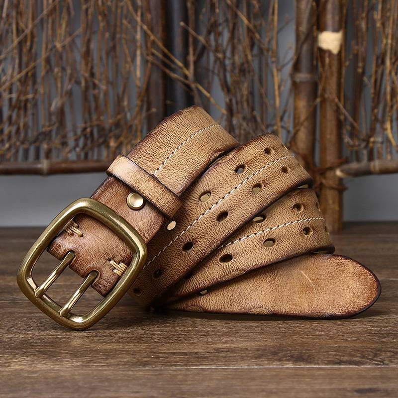 Khaki The Drover men's leather belt