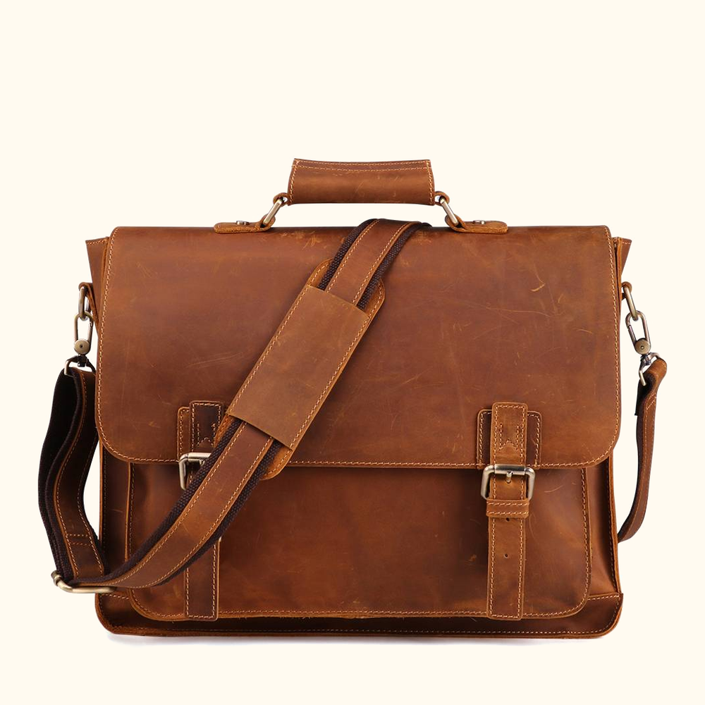 Vintage brown men's leather attache case