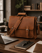Brown men's attache case, interior view