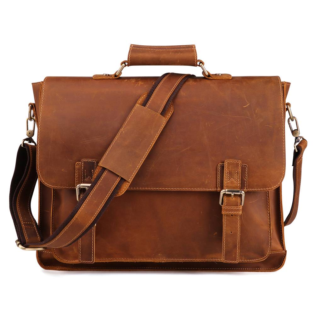 Brown men's attache case, side view